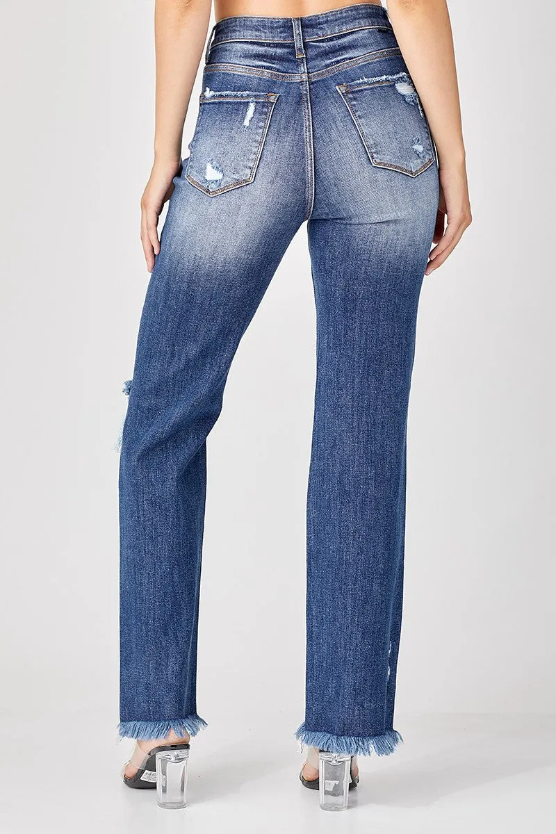 High Rise Straight Denim Jeans- RISEN - Final Sale